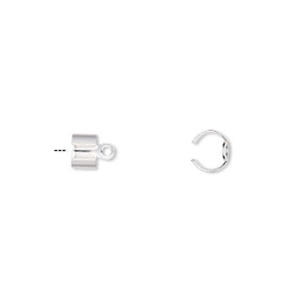 Cord end, fold-over, silver-plated steel, 9x6mm, 7.5mm inside diameter. Sold per pkg of 20. image number 0