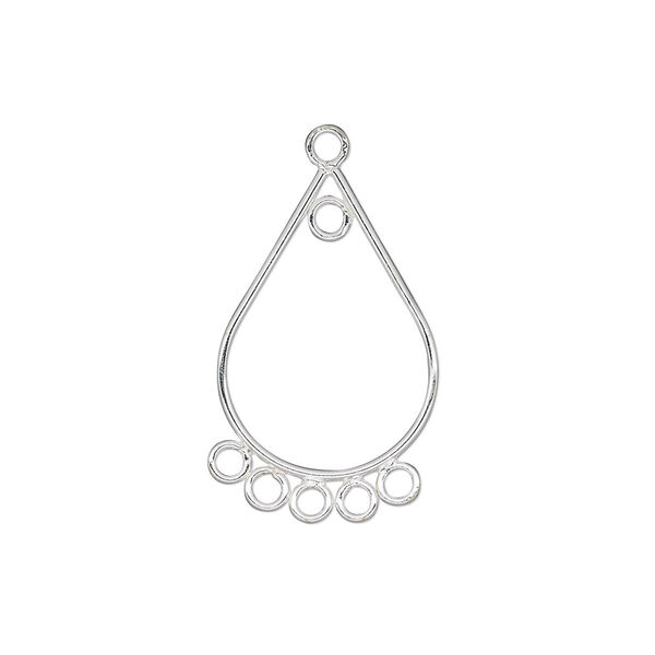 Drop, sterling silver, 21x14mm teardrop with 6 loops. Sold per pkg of 2. image number 0