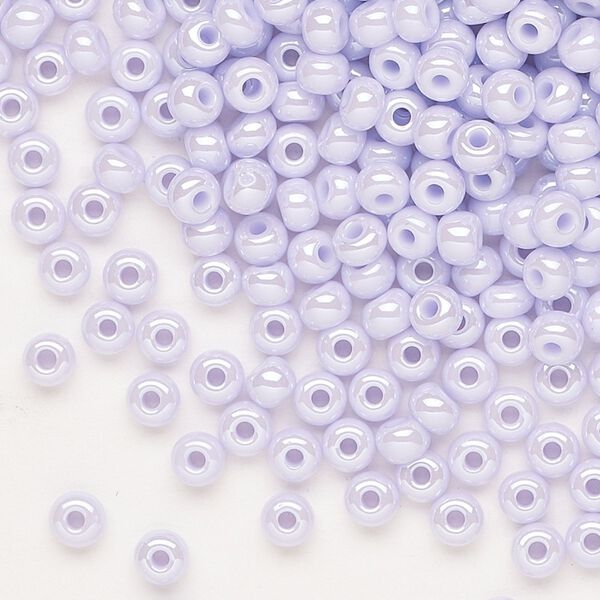 Seed bead, Preciosa Ornela Czech glass, pkg/50g, #6 rocaille, opaque luster lilac, (28420). image number 0