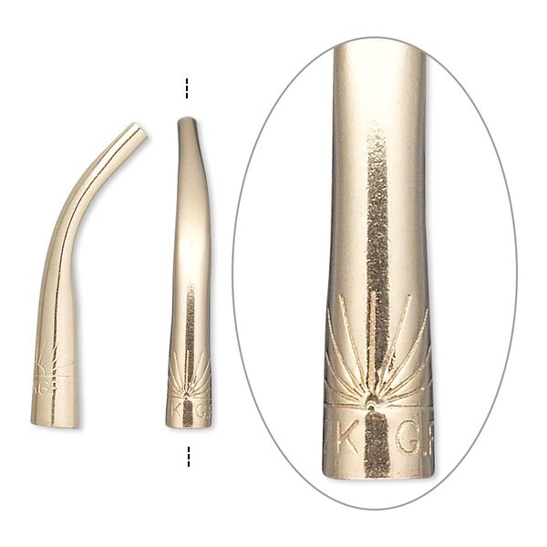 Cone, 12Kt gold-filled, 25x4mm curved and stamped with "12K GF" and sun design, 3.5mm inside diameter. Sold per pkg of 2. image number 0