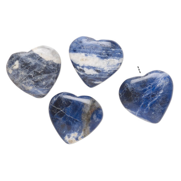 Sodalite 1pkg4, half-drilled puffed heart drop natural 18-21mm image number 0