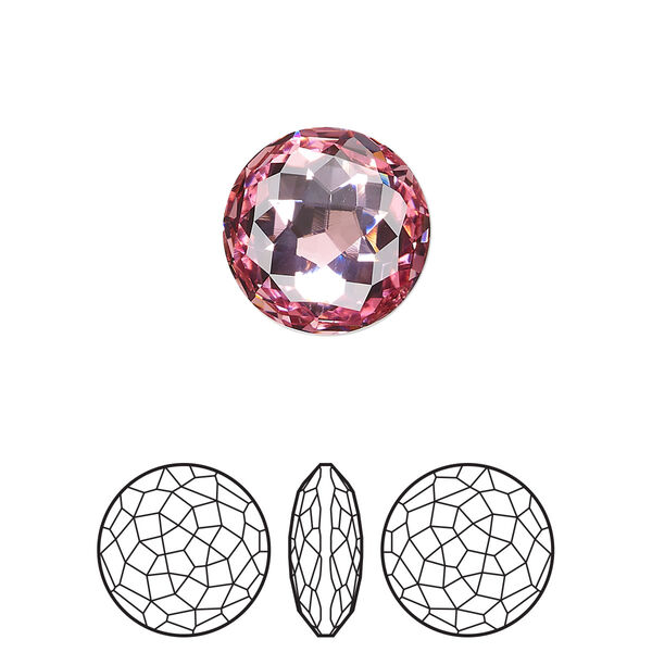 Round stone 48pk light rose foil back, Swarovski® 14mm fancy round 1383 image number 0
