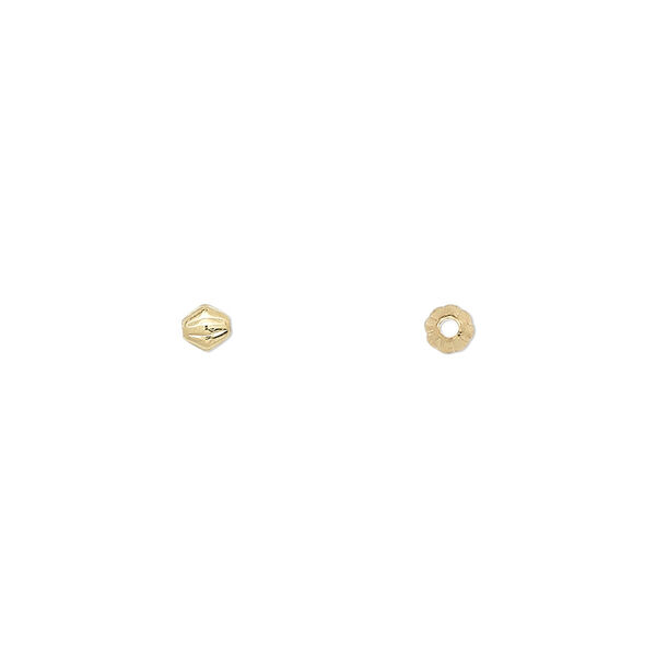 Bead, gold-plated brass, 3mm corrugated double cone. Sold per pkg of 100. image number 0