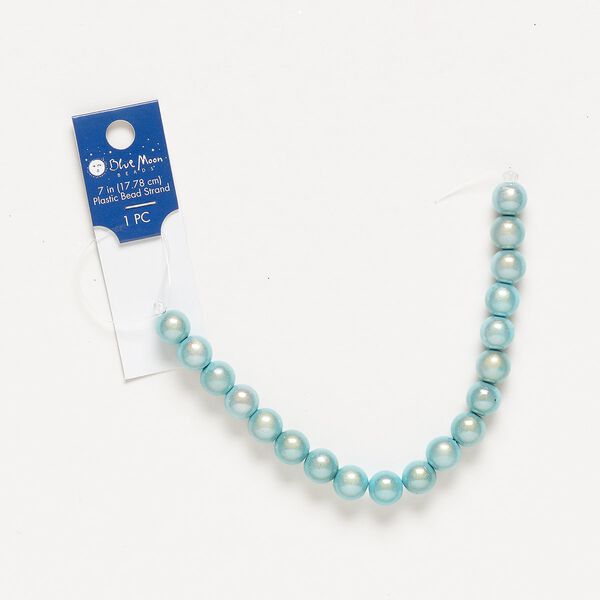 Bead, acrylic, frosted light blue, 9-10mm round. Sold per 7-inch strand. image number 0