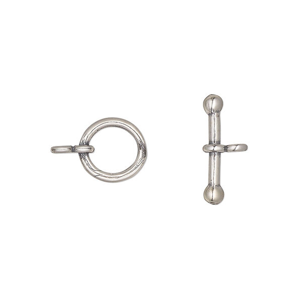 Clasp, toggle, sterling silver, 10mm round. Sold individually. image number 0