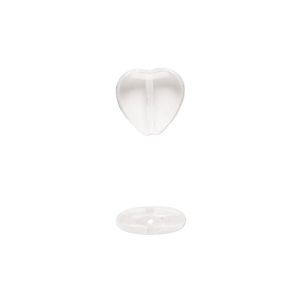 Bead, Czech pressed glass, clear, 10x9.5mm heart. Sold per 15-1/2" to 16" strand, approximately 45 beads. image number 0