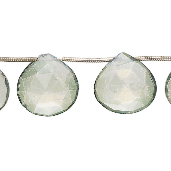 Quartz crystal 1pkg10, hand-cut top-drilled faceted puffed teardrop bead 16-18mm image number 0