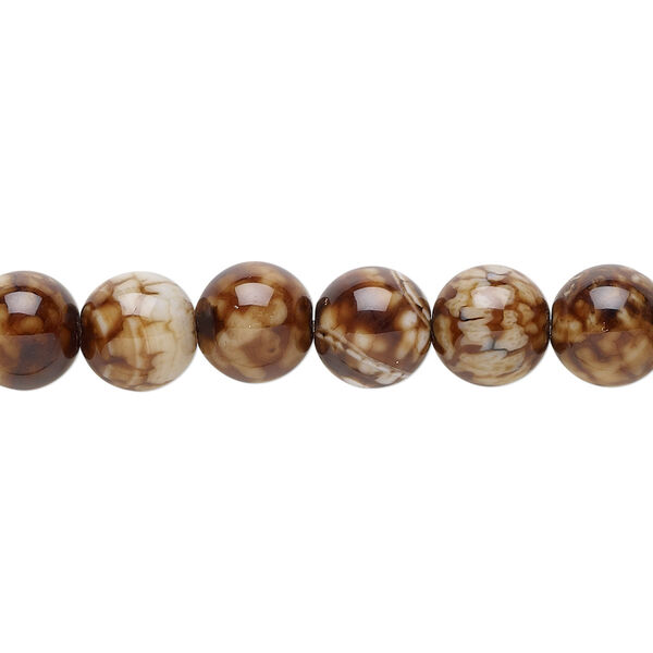 Chocolate crackle agate 1pkg1, round bead 8 inch 8mm image number 0