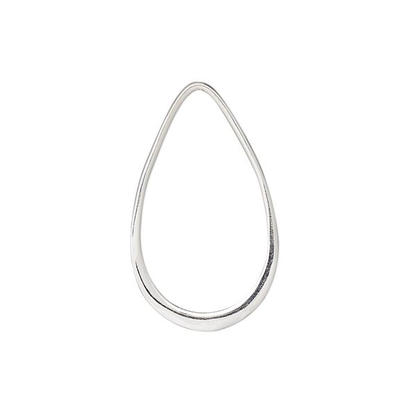 Component, sterling silver, 28.5x17mm open teardrop. Sold individually. image number 0