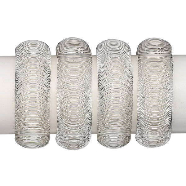 Bracelet, stretch, silver-plated steel, 7- to 10-inch coil. Sold per pkg of 4. image number 0