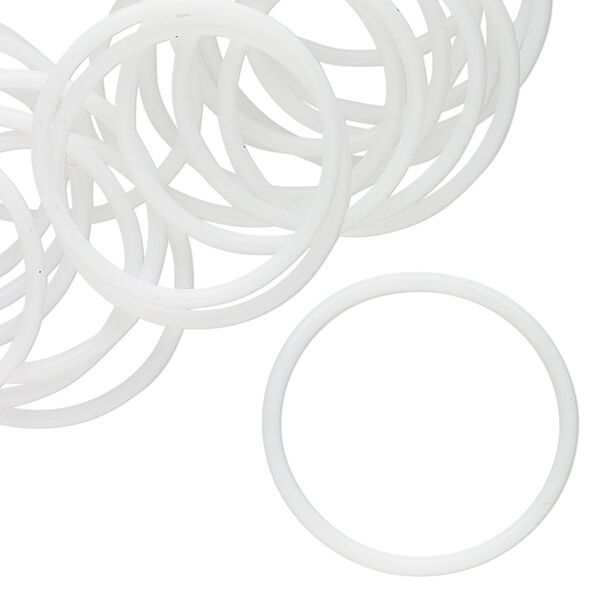 Component, Oh! Ring™, silicone, white, 25mm round. Sold per pkg of 50. image number 0