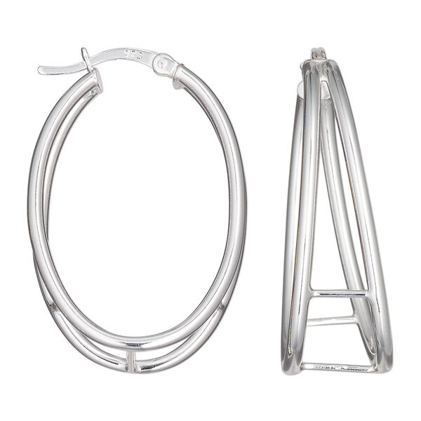 Hoop, sterling silver, 33x11.5mm oval, 16 gauge. Sold per pair. image number 0