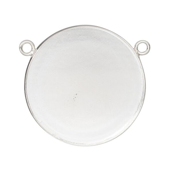 Connector, sterling silver, 31mm round with 30mm bezel cup setting. Sold individually. image number 0