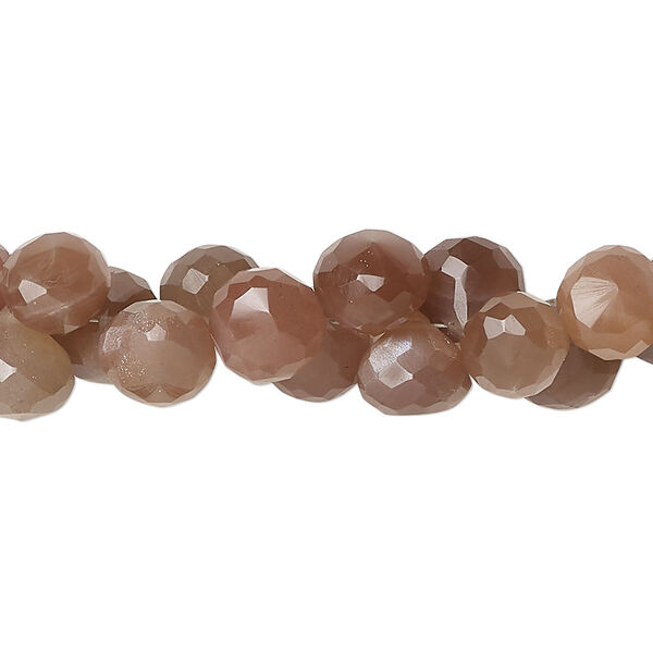 Coffee moonstone 1pkg60, hand-cut top-drilled faceted teardrop bead natural 7x7mm image number 0