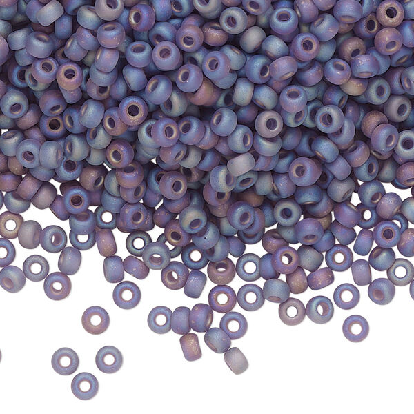 Seed bead, Miyuki, glass, pkg/50g, #8 rocaille, translucent matte rainbow light amethyst, (RR-157FR). image number 0