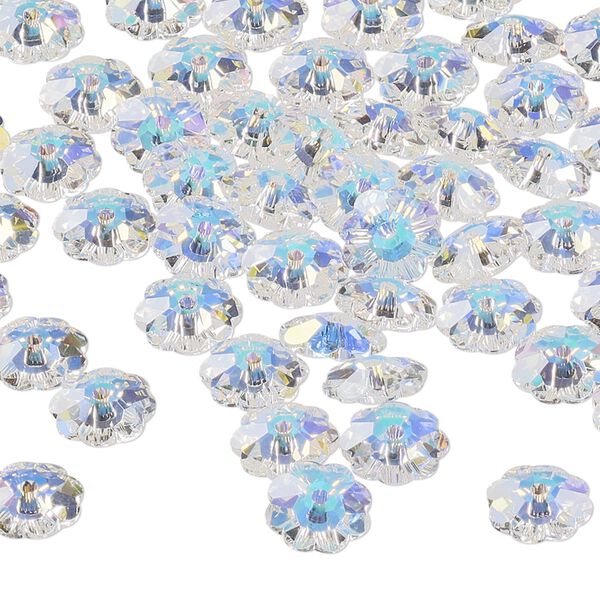Bead 12pk crystal AB, Preciosa Czech crystal 8x3mm loch flower image number 0