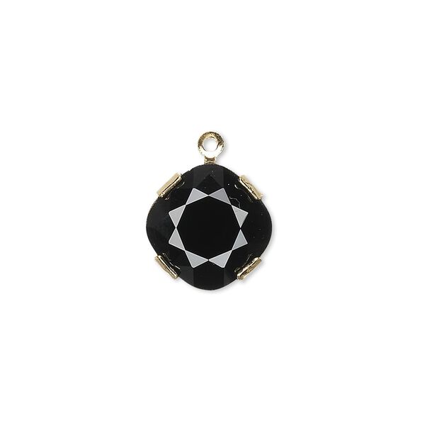 Drop 1pk jet gold plate, Crystal Passions® 13mm diamond 18704 image number 0
