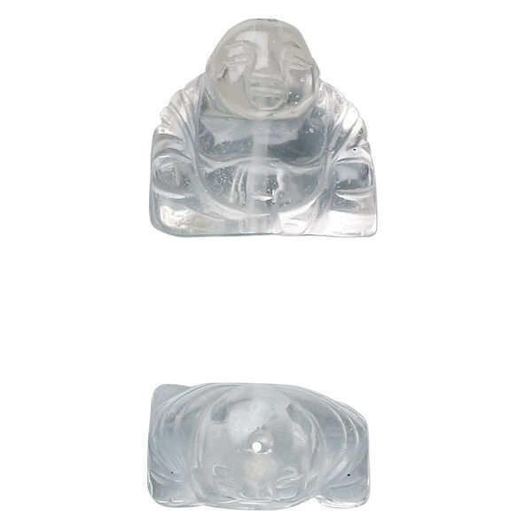Quartz crystal 1pkg1, hand-cut carved Buddha bead natural 19x18mm image number 0