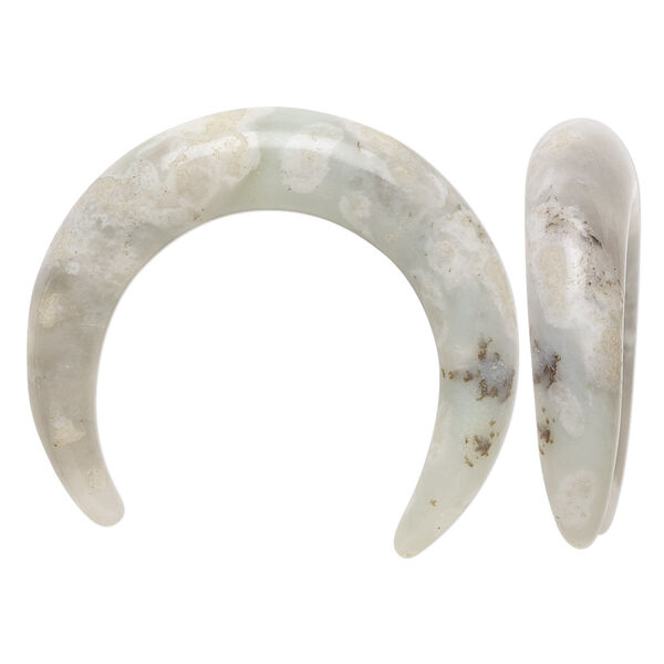 Peace "jade" 1pkg1, hand-cut undrilled naja moon focal natural 32x28mm-34x30mm / 7-8mm thick image number 0
