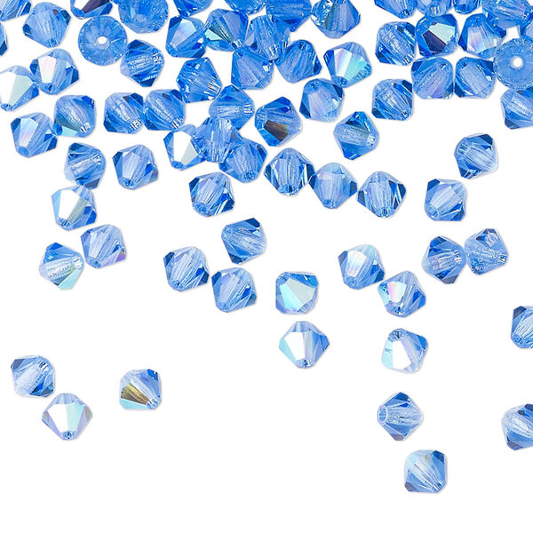 Bead 48pk sapphire glitter, Preciosa Czech crystal 4mm bicone image number 0
