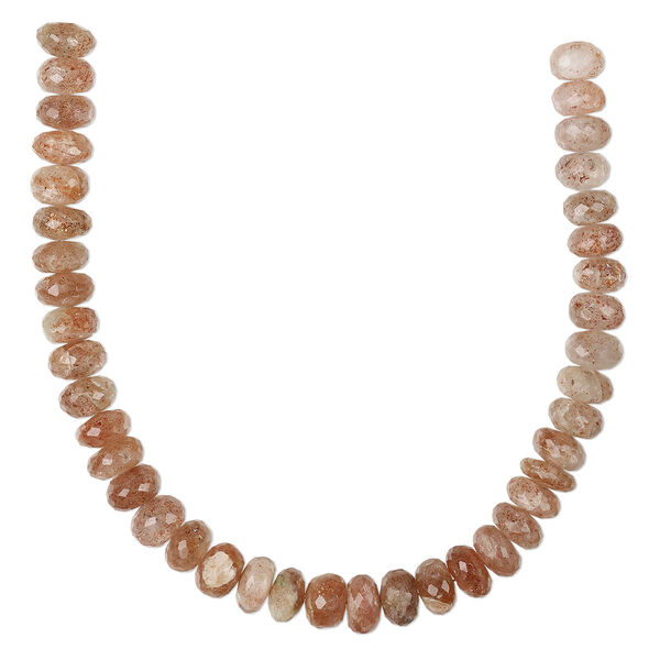 Sunstone 1pkg1, hand-cut faceted rondelle bead natural 8 inch 8x4mm-9x6mm image number 0