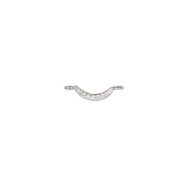 Link, sterling silver and cubic zirconia, clear, 9x3mm curved bar. Sold individually. image number 0