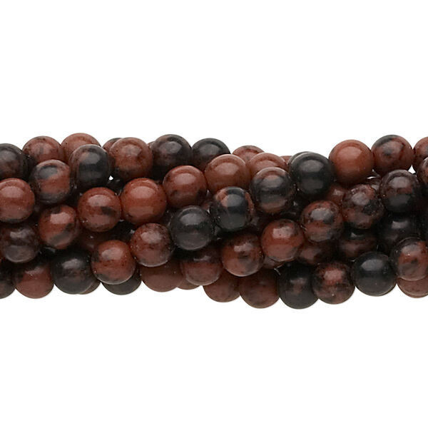 Mahogany obsidian 1pkg10, round bead natural 15.5-16 inch 4mm image number 0