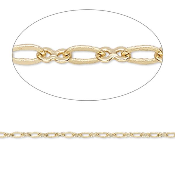 Chain, gold-finished brass, 2mm figure 8. Sold per pkg of 5 feet. image number 0