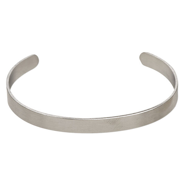 Bracelet, cuff, stainless steel, 6mm wide, adjustable from 6-1/2 to 7 inches. Sold individually. image number 0