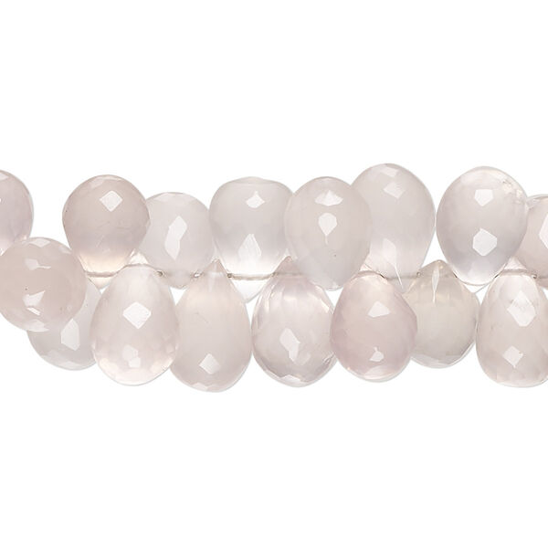 Rose quartz 1pkg1, hand-cut top-drilled faceted teardrop bead natural 7 inch 9x7mm-12x8mm image number 0