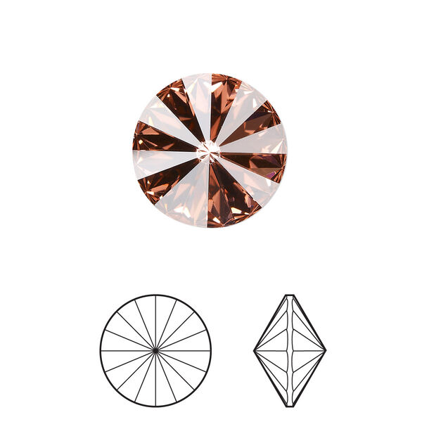 Chaton 48pk rose peach foil back, Crystal Passions® 14mm rivoli 1122 image number 0