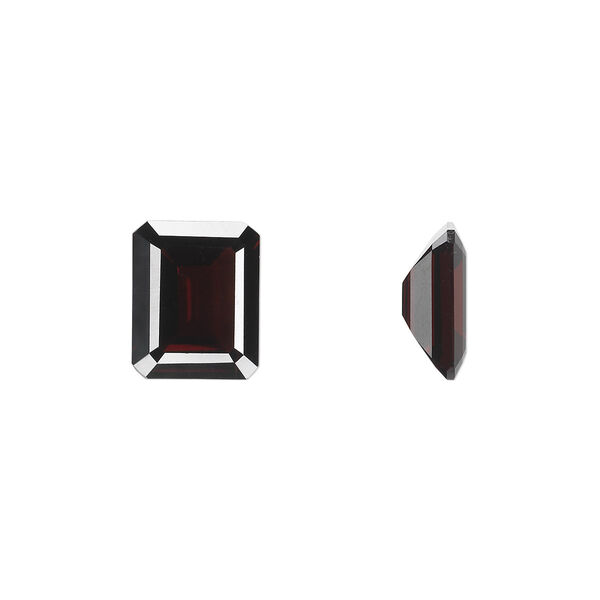 Almandite garnet 1pkg1, hand-cut faceted emerald-cut gem natural 11x9mm image number 0