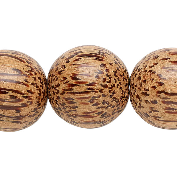 Bead, coconut palm wood (waxed), 19-20mm hand-cut round. Sold per 15-1/2" to 16" strand. image number 0