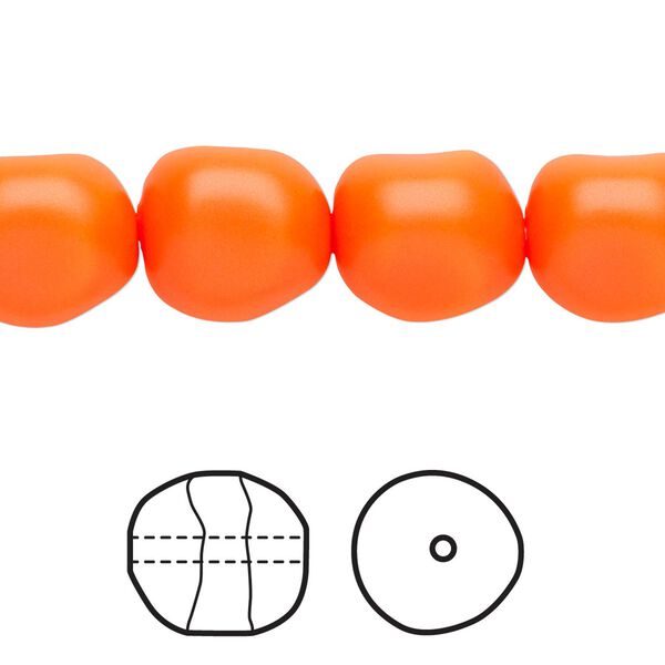 Pearl 10pk neon orange, Crystal Passions® 12mm baroque 5840 image number 0
