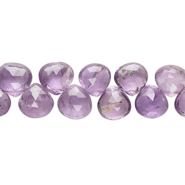 Amethyst 1pkg1, hand-cut top-drilled faceted puffed teardrop bead natural 7 inch 6-9mm image number 0