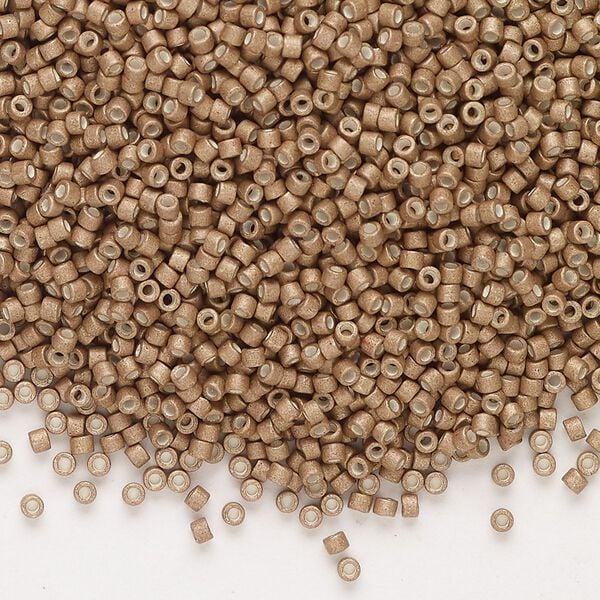 Seed bead, Delica®, glass, pkg/250g, #11 round, opaque matte galvanized champagne (DB-1162). image number 0