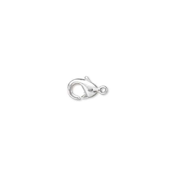 Clasp, lobster claw, silver-plated brass, 7x5mm. Sold per pkg of 500. image number 0