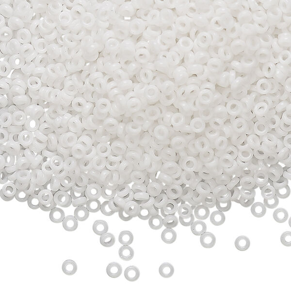 Seed bead, Miyuki, glass, pkg/10g, 2.2x1mm spacer rondelle, opaque white, (SPR2.2-402). image number 0