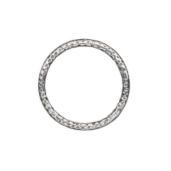 Jump ring, antiqued sterling silver, 20mm hammered round, 16.8mm inside diameter, 15 gauge. Sold Individually. image number 0