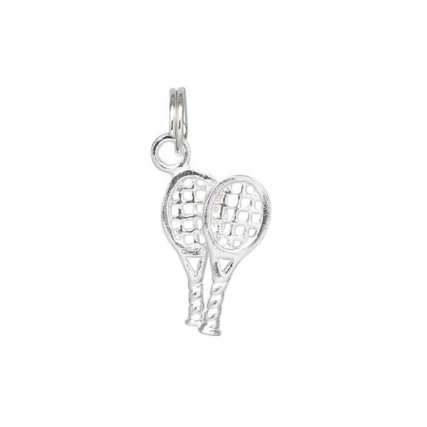 Charm, sterling silver, 17x11mm double-sided tennis rackets. Sold individually. image number 0