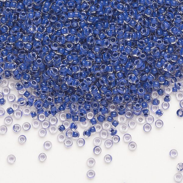 Seed bead, Preciosa Ornela Czech glass, pkg/50g, #11 rocaille, transparent terra intensive violet-lined clear, (08A28). image number 0