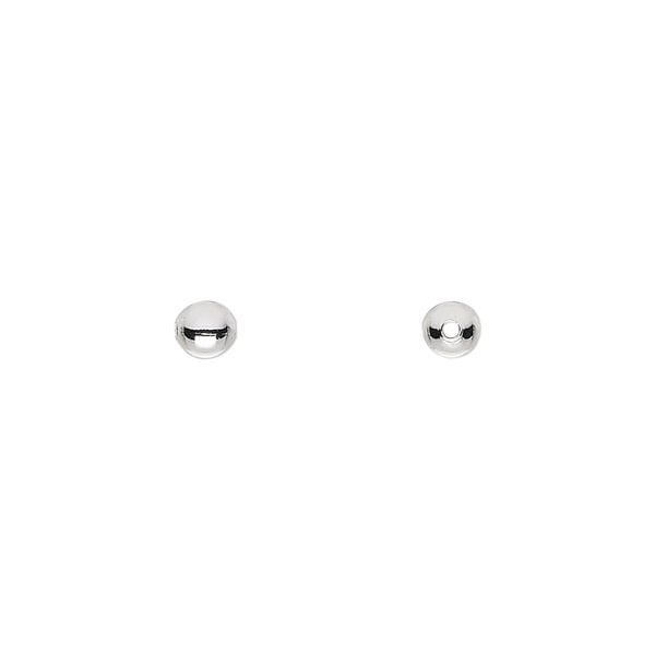 Bead, silver-plated brass, 4mm round. Sold per pkg of 1,000. image number 0