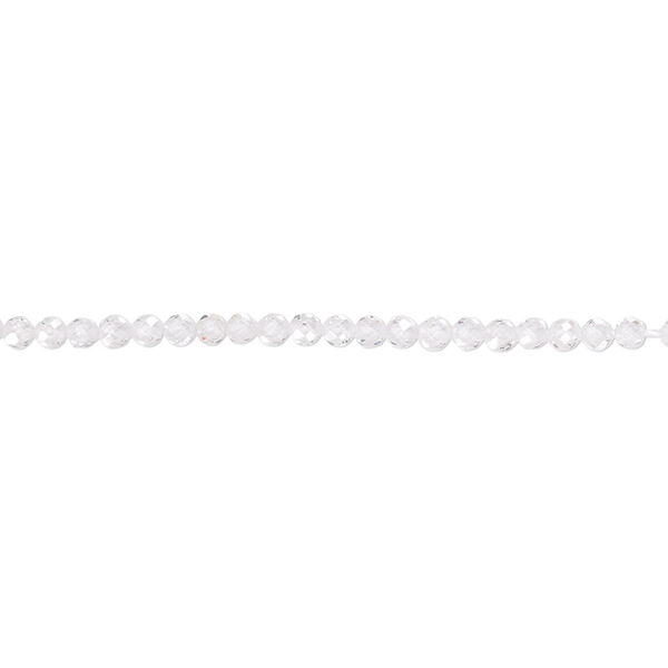 Bead, cubic zirconia, clear, 2mm micro-faceted round, Mohs hardness 8-1/2. Sold per 8-inch strand, approximately 95 beads. image number 0