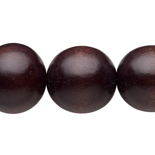 Bead, Taiwanese cheesewood (dyed / waxed), chocolate brown, 19-20mm round. Sold per 15-1/2" to 16" strand. image number 0