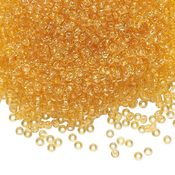 Seed bead, Preciosa Ornela Czech glass, pkg/50g, #11 rocaille, transparent light topaz, (10020). image number 0