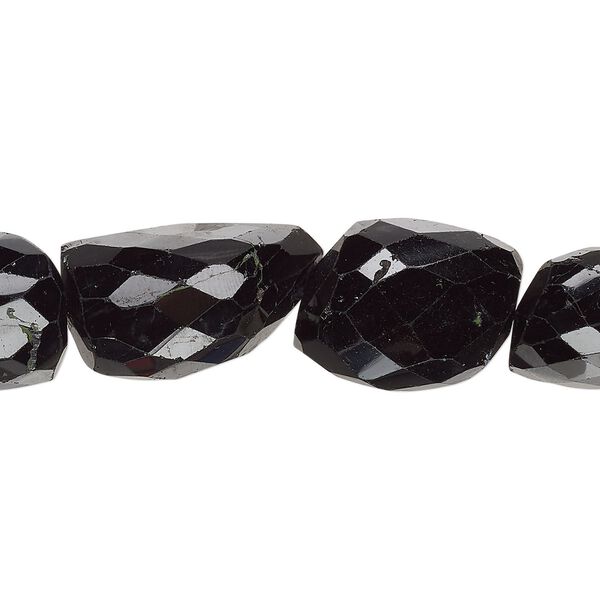 Black tourmaline 1pkg1, hand-faceted nugget bead natural 15.5-16 inch medium to large image number 0