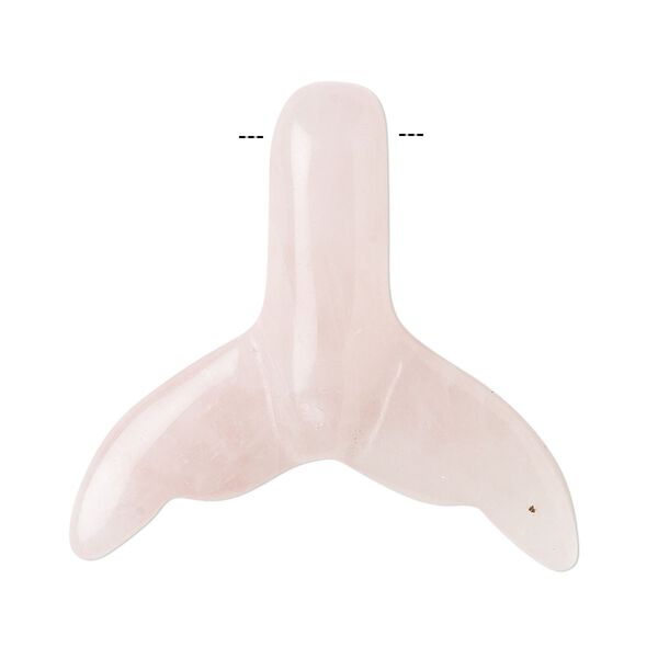 Rose quartz 1pkg1, side-drilled double-sided carved whale tail focal natural 34x32mm image number 0