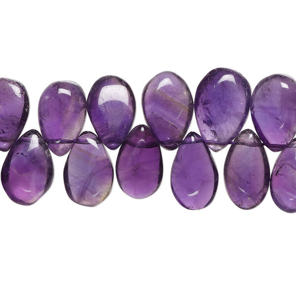 Bead, amethyst (natural), 9x6mm-13x8mm hand-cut top-drilled graduated puffed teardrop, B grade, Mohs hardness 7. Sold per 8-inch strand, approximately 45-55 beads. image number 0