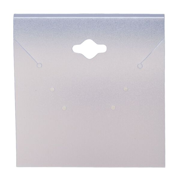 Earring / necklace card, plastic, frosted light blue, 2-1/2 x 2-1/2 inch square. Sold per pkg of 100. image number 0