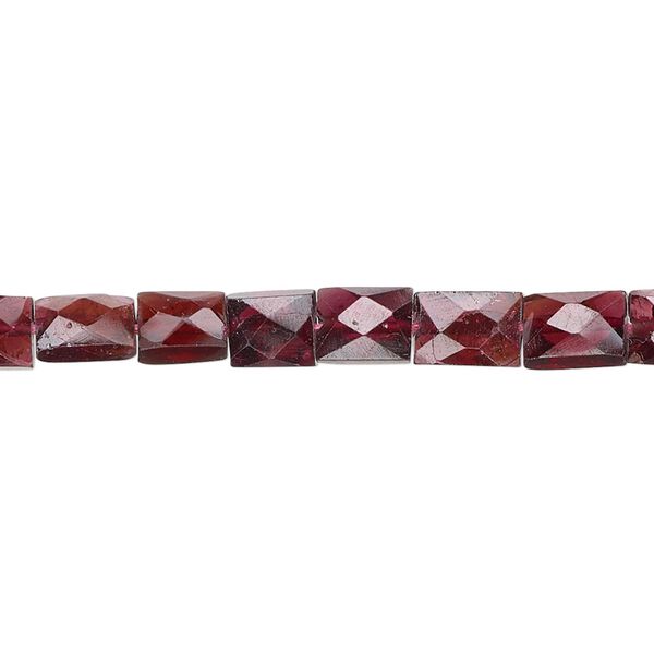 Garnet 1pkg1, hand-cut faceted puffed rectangle bead 15.5-16 inch 7x6mm image number 0
